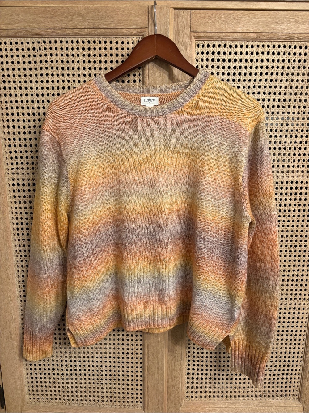 J. Crew Rainbow Ombre Pastel Stripe Crewneck Sweate